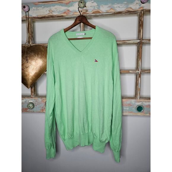 Peter Millar Other - Peter Millar V-neck Green Lightweight Sweater Cotton/Cashmere  Men's Size Large